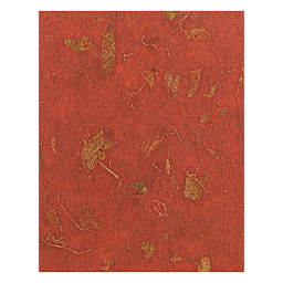 Black Ink Thai Mango Paper - Brick Red Mango paper showing leaf inclusion