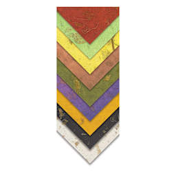 Black Ink Thai Mango Papers - Closeup of corners of available colors in stack