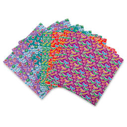 Aitoh Origami Paper Packs - Pines and Waves paper in assorted colors, patterns, shown fanned