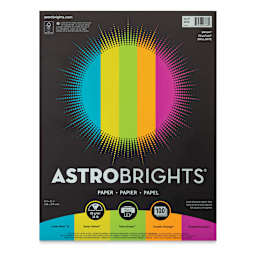 Neenah Astrobrights Paper - Front of package of 100 Sheets in 5 Bright colors