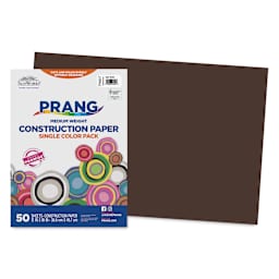 Prang Medium Weight Construction Paper - Dark Brown, 12" x 18", Pkg of 50 Sheets