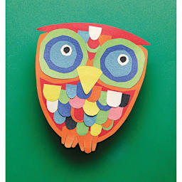 Prang Medium Weight Construction Paper (collage of an owl in bright colors)