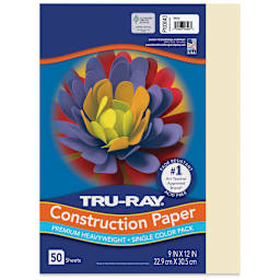 Pacon Tru-Ray Construction Paper - 9" x 12", Ivory, 50 Sheets (front of packaging)