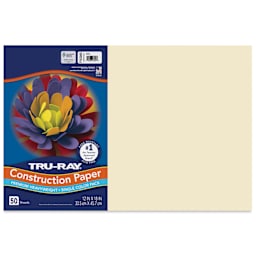 Pacon Tru-Ray Construction Paper - 12" x 18", Ivory, 50 Sheets (front of packaging)