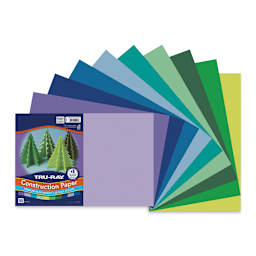 Pacon Tru-Ray Construction Paper - 12" x 18", Assorted Cool Colors, 50 Sheets (cover sheet with included colored paper)