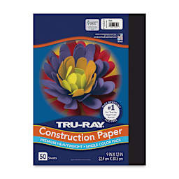 Pacon Tru-Ray Construction Paper - 9" x 12", Black, 50 Sheets