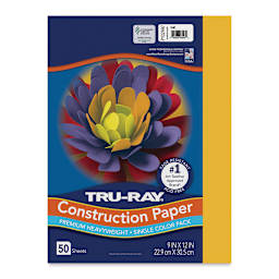 Pacon Tru-Ray Construction Paper - 9" x 12", Gold, 50 Sheets