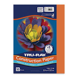 Pacon Tru-Ray Construction Paper - 9" x 12", Electric Orange, 50 Sheets