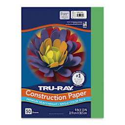 Pacon Tru-Ray Construction Paper - 9" x 12", Festive Green, 50 Sheets