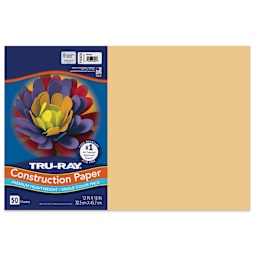 Pacon Tru-Ray Construction Paper - 12" x 18", Almond, 50 Sheets (front of packaging)