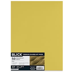 Blick Premium Colored Art Paper - 9" x 12", Gold, 50 Sheets, front of packaging