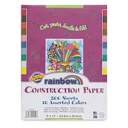 Rainbow Construction Paper - Front of 200 pc package 