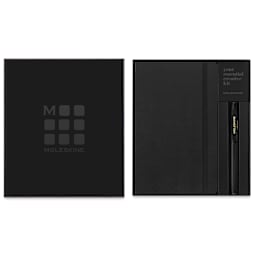 Moleskine "The Classics" Notebook and Pen Set with lid set aside to show contents