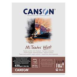 Canson Mi-Teintes Velvet Paper Pad - 9.4" x 12.6", Charcoal Black, 12 Sheets, front cover