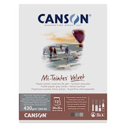 Canson Mi-Teintes Velvet Paper Pad - 9.4" x 12.6", Grey Tones, 12 Sheets, front cover