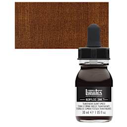 Liquitex Professional Acrylic Ink - Transparent Burnt Umber bottle and swatch