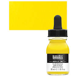 Liquitex Professional Acrylic Ink - Yellow Medium Azo bottle and swatch