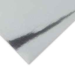Wyndstone Mirror Paper - Closeup of corner of Silver sheet showing reflective surface