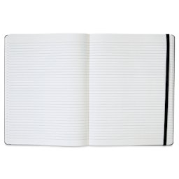 Moleskine Classic Hardcover Notebook - Black, Ruled, 9-3/4" x 7-1/2" (open to show paper)