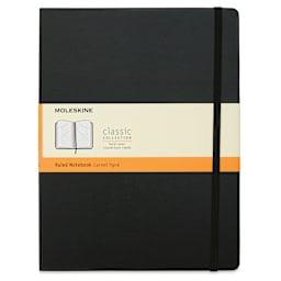 Moleskine Classic Hardcover Notebook - Black, Ruled, 9-3/4" x 7-1/2" (front)