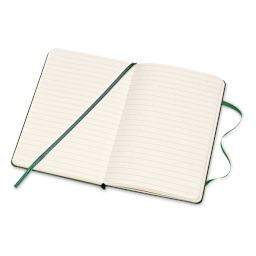 Moleskine Classic Hardcover Notebook - Myrtle Green, Ruled, 5-1/2" x 3-1/2" (open)