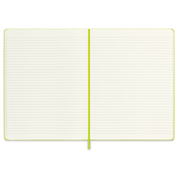 Moleskine Classic Hardcover Notebook - Lemon Green, Ruled, 9-3/4" x 7-1/2", open