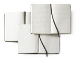 Moleskine Classic Hardcover Notebook - 3 open Notebooks showing Blank, Gridded and Lined Versions offered