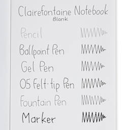 Clairefontaine Triomphe Notebooks, swatch of pen marks on blank paper 
