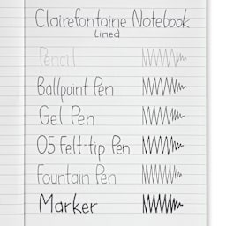 Clairefontaine Triomphe Notebooks, swatch of pen marks on lined paper 
