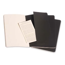 Moleskine Cahier Journals - 8-1/4'' x 5'', Blank, Black, Pkg of 3 (showing pocket)
