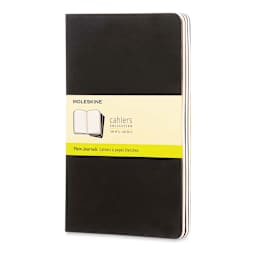 Moleskine Cahier Journals - 8-1/4'' x 5'', Blank, Black, Pkg of 3