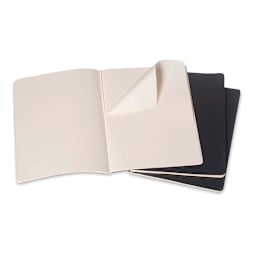 Moleskine Cahier Journals - 9-3/4'' x 7-1/2'', Black, Blank, Pkg of 3 (showing perforated sheets)