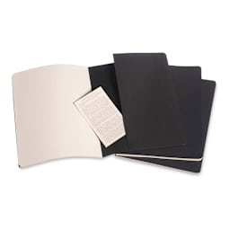 Moleskine Cahier Journals - 9-3/4'' x 7-1/2'', Black, Blank, Pkg of 3 (showing pocket)