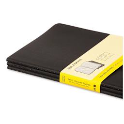Moleskine Cahier Journals - 8-1/4'' x 5'', Gridded, Black, Pkg of 3 (side view)