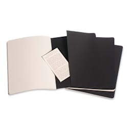 Moleskine Cahier Journals - 9-3/4" x 7-1/2'', Ruled, Black, Pkg of 3 (showing the pocket)