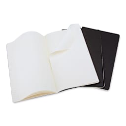 Moleskine Cahier Journals - 8-1/4" x 5", Black, Ruled, Pkg of 3 (open to show paper)