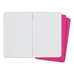 Moleskine Cahier Journals - 5-1/2" x 3-1/2", Ruled, Kinetic Pink, Pkg of 3 (open to show paper)