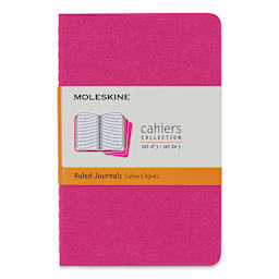 Moleskine Cahier Journals - 5-1/2" x 3-1/2", Ruled, Kinetic Pink, Pkg of 3