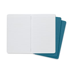 Moleskine Cahier Journals - 8-1/4" x 5", Ruled, Brisk Blue, Pkg of 3 (open to show paper)