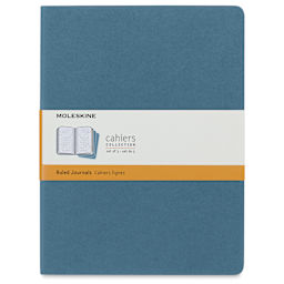 Moleskine Cahier Journals - 9-3/4" x 7-1/2" , Ruled, Brisk Blue, Pkg of 3, front