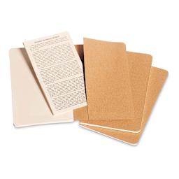 Moleskine Cahier Journals - 5-1/2'' x 3-1/2'', Blank, Kraft, Pkg of 3 (showing the pocket)