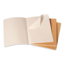 Moleskine Cahier Journals - 9-3/4'' x 7-1/2'', Blank, Kraft, Pkg of 3 (showing the perforated sheet)