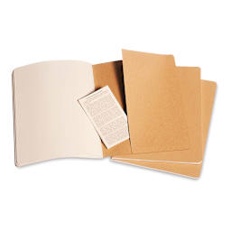 Moleskine Cahier Journals - 9-3/4'' x 7-1/2'', Blank, Kraft, Pkg of 3 (showing the pocket)