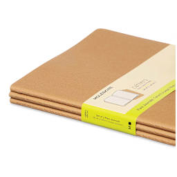 Moleskine Cahier Journals - 9-3/4'' x 7-1/2'', Blank, Kraft, Pkg of 3 (side view)