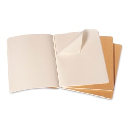 Moleskine Cahier Journals - 9-3/4" x 7-1/2'', Ruled, Kraft, Pkg of 3 (showing the perforated sheets)