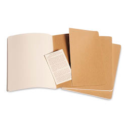 Moleskine Cahier Journals - 9-3/4" x 7-1/2'', Ruled, Kraft, Pkg of 3 (showing the pocket)