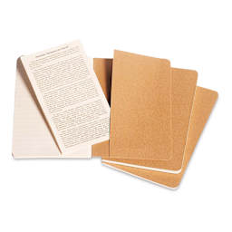 Moleskine Cahier Journals - 5-1/2'' x 3-1/2'', Ruled, Kraft, Pkg of 3 (showing pocket)