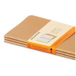 Moleskine Cahier Journals - 5-1/2'' x 3-1/2'', Ruled, Kraft, Pkg of 3 (side view)