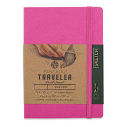 Pentalic Recycled Traveler's Sketchbook - 5-7/8" x 4-1/8", Pink