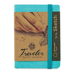 Pentalic Recycled Traveler's Sketchbook - 4-1/8" x 2-7/8", Turquoise